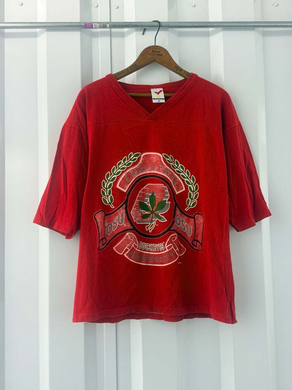 Vintage 80s 90s Ohio State Buckeyes Jersey T Shirt L Artex Single Stitch OSU